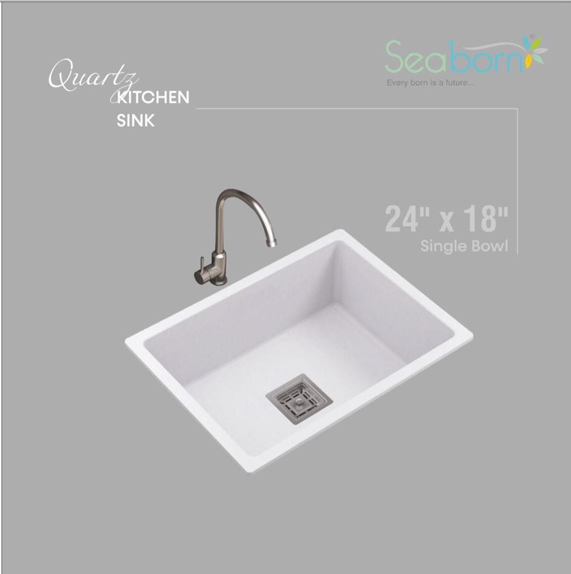 Quartz Kitchen Sink (24x18x8.5 Inch)