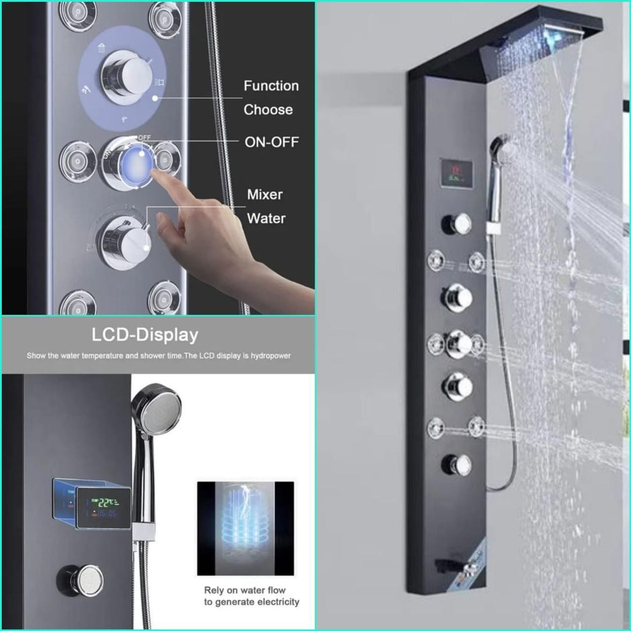 Black LED Panel With Digital Lights and Display