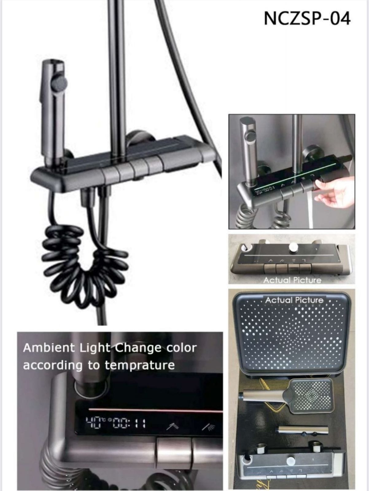 Light Change Color acco.to Temp. Shower Set M.No. 004