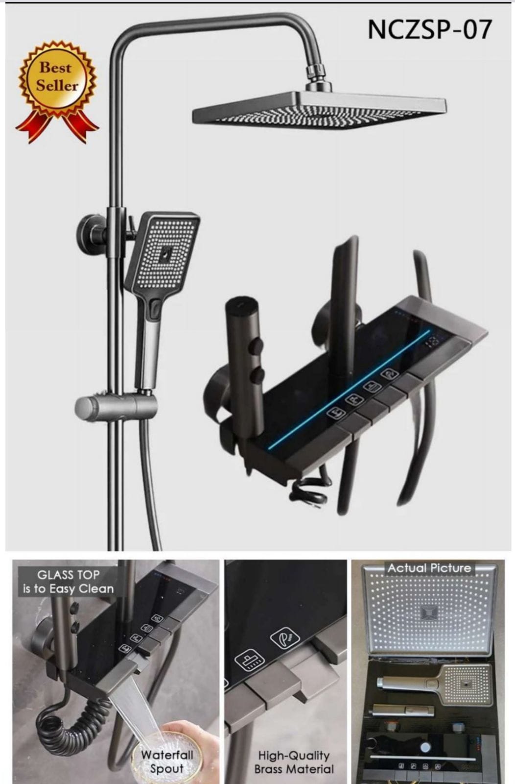 Glass Top is to Easy To Clean Shower Set M.No 007