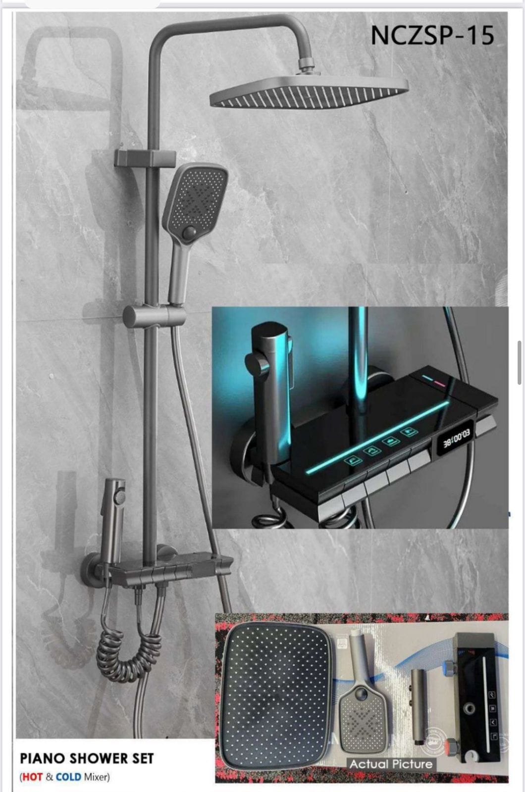 Piano Shower Set With LED Light M.No. Seaborn 0015