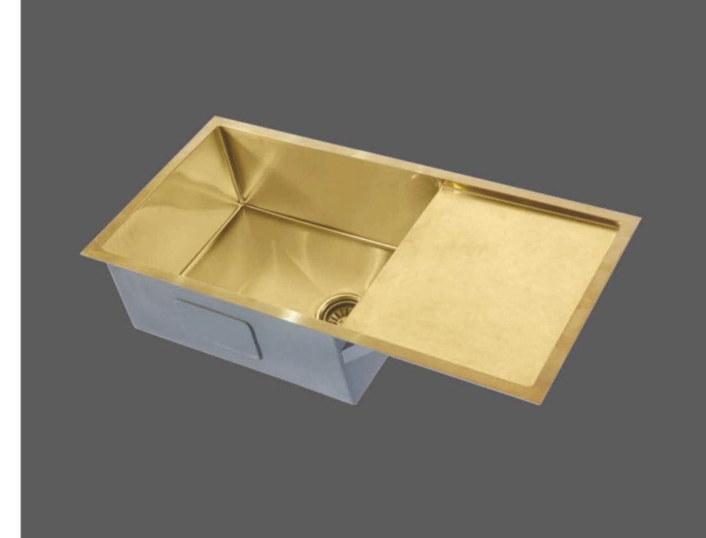 SINGLE DEEP WITH DRAIN BOARD 37X18X9