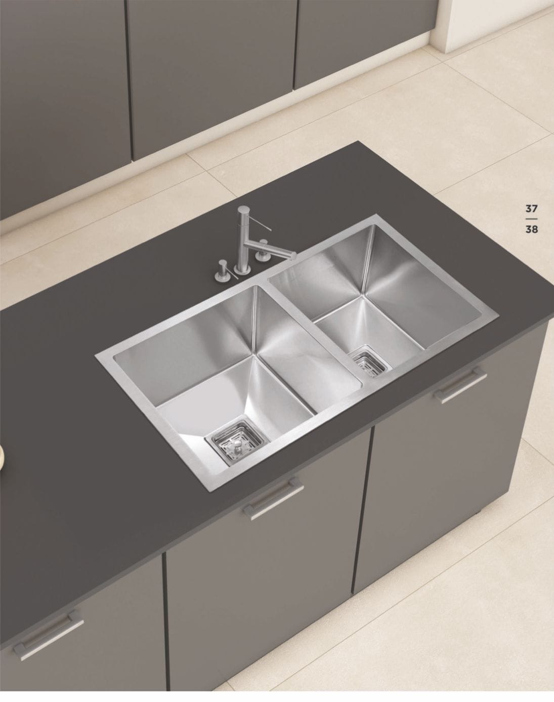 DOUBLE BOWL HANDCRAFTED 40X20X9 INCH