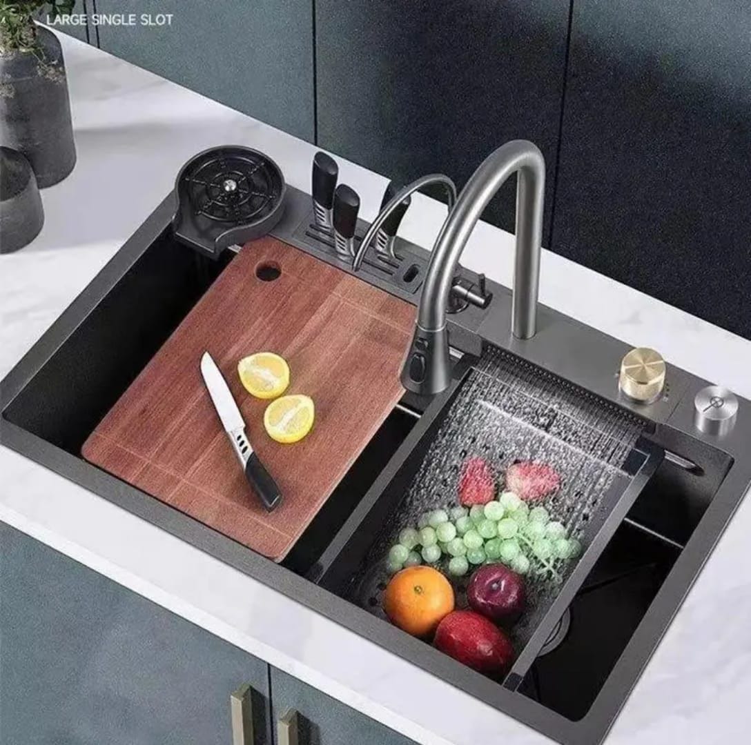 Piano Finished Water Fall Kitchen Sink 30x18x10 Inch