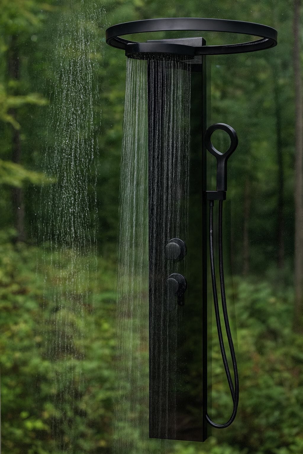 Round Shower Panel Matt Black - Seaborn 005